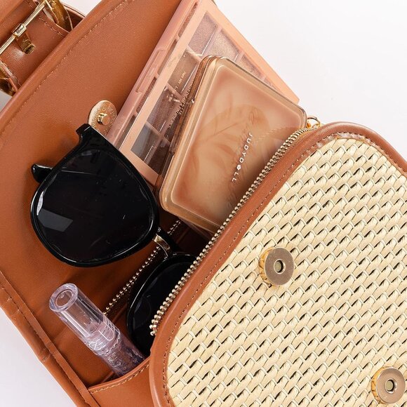 Retro Straw Woven Handbag Womens Small Cross Body Bag Shoulder Messenger Satchel - Picture 7 of 7